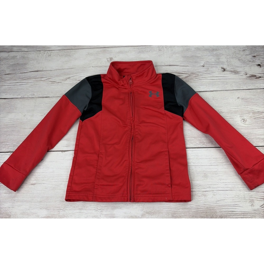 Under Armour Youth 6 Unisex Tracksuit Jacket YSM Red Black Full Zip